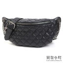 【美品】シャネル 【CHANEL】マトラッセ チェーン ボディバッグ ブラック ラムスキン ココマークチャーム ヒップバッグ クロスボティ チェーンショルダー ...