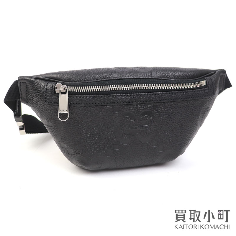【美品】グッチ【GUCCI】ジャンボGG スモール ベルトバッグ ブラック カーフスキン クロスボディ ショルダーバッグ 斜め掛け 658582 AABY7 1000 JUMBO GG BELT BAG【Aランク】【中古】