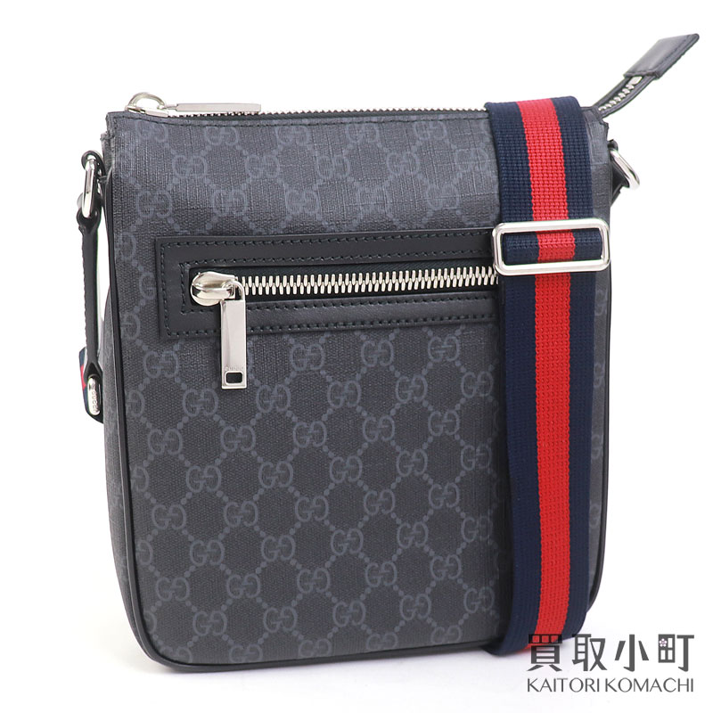 【美品】グッチ【GUCCI】GGブラック スモール メッセンジャーバッグ GGスプリーム キャンバス ブラック×グレー メンズ ショルダー 斜め掛け 792082 FADJA 1042 GG BLACK SMALL MESSENGER BAG【Aランク】【中古】