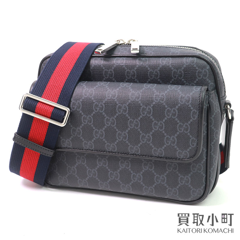 【美品】グッチ【GUCCI】GGブラック スモール クロスボディバッグ GGスプリーム キャンバス ブラック×グレー メンズ ショルダー 斜め掛け 795479 FADJA 1042 GG BLACK SMALL CROSSBODY BAG【Aランク】【中古】