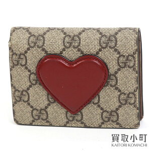 グッチ【GUCCI】 GGスプリーム キャンバス ハート カードケース コイン&紙幣入れ付き コンパクトウォレット 折り財布 サイフ 名刺入れ クリスタル付き さくらんぼ 648848 20QAS 8570 GG CARD CASE 【Bランク】【中古】