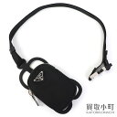 【美品】プラダ【PRADA】テスート ナイロン カーゴ スマートフォンケース ブラック ネックストラップ付き トライアングルロゴ スマホホルダー iPhone ...