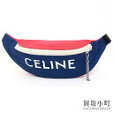 【美品】セリーヌ【CELINE】ロゴ メッセンジャー ベルトバッグ ブルー×レッド キャンバス ウエストバッグ ボディバッグ 195972DF707LR BEL...