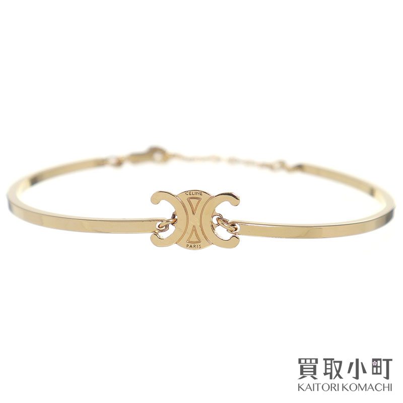 【最大1万円OFFクーポン! 11/20〜】セリーヌ【CELINE】トリオンフ アーティキュレート ブレスレット ゴールドフィニッシュ ブラス 真鍮 ブレスレット バングル ファッションジュエリー アクセサリー 46Z676BRA.35OR TRIOMPHE ARTI【中古】(4)
