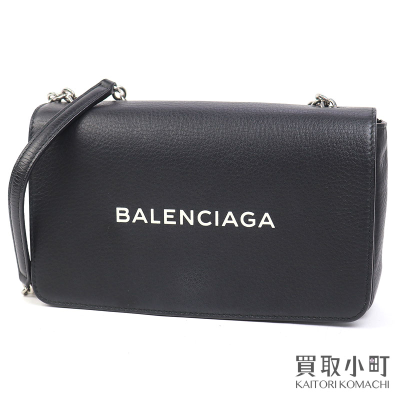 【BALENCIAGA】Bロゴ チェーンショルダーバッグ 黒 593615・中古 0547079-1.jpg