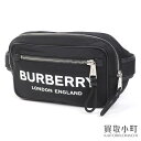 【美品】バーバリー【BURBERRY】 ボディバッグ ロゴプリント ナイロン ベルトバッグ ブラック ミニショルダー クロスボディ ウエストポーチ 802108...