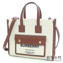 【最大1万円OFFクーポン! 7/10~】【新品同様】バーバリー【BURBERRY】フレヤ ミニ トートバッグ ロゴプリント キャンバス ナチュラル タン 2WAYショルダーバッグ 斜め掛け スクエア 80441431 FREYA MINI TOTE BAG【SAランク】【美【中古】