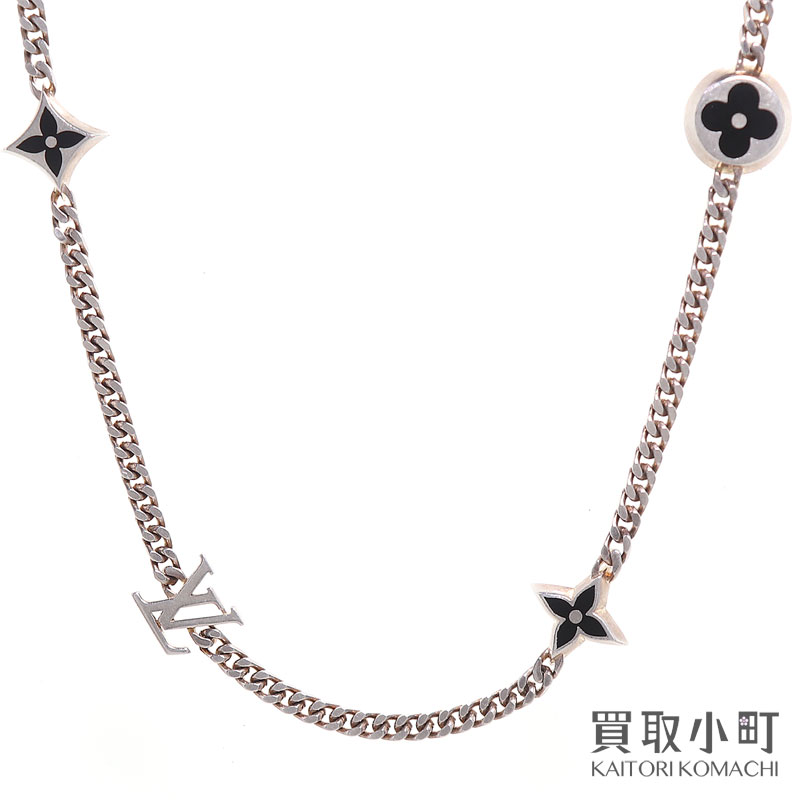 ルイヴィトン 【LOUIS VUITTON】M01717 ネックレス LV スパイク チャーム スターリングシルバー Ag925 モノグラムモチーフ チャーム LVイニシャル フラワーファッションジュエリー アクセサリー LV SPIKE CHARMS NECKLACE SV925 【ABランク】【中古】