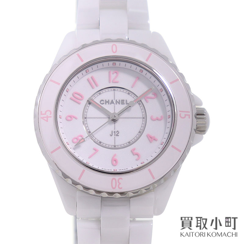 【美品】シャネル【CHANEL】 J12 ピンク ブラッシュ 33MM ホワイトセラミック クオーツ レディースウォッチ 女性用腕時計 白 Ref.H6755 PINK BLUSH QUARTZ WHITE CERAMIC WATCH【Aランク】【中古】