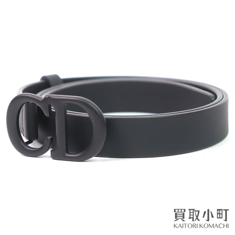 【新品同様】ディオール【DIOR】サドル ベルト マットカーフスキン ブラックレザー ブラック金具 幅2CM CDロゴ B0042SLLO_M989 DIOR SADDLE BELT MATTE CALFSKIN【SAランク】【美品】【中古】
