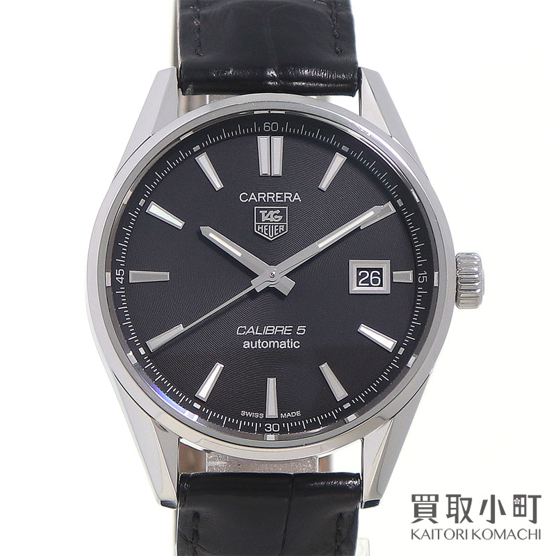 タグホイヤー【TAGHeuer】カレラ キャリバー5 39MM オートマティック デイト メンズウォッチ ブラック アリゲーター 革ベルト 自動巻き 男性用腕時計 WAR211A.FC6180 CARRERA CALIBRE5 WATCH【ABランク】【中古】
