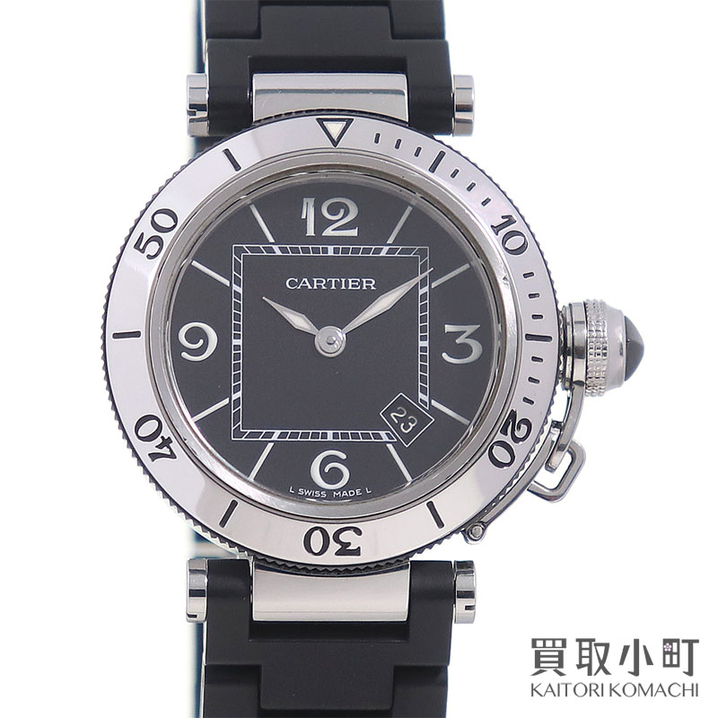カルティエ 【CARTIER】パシャ シータイマー レディースウォッチ クオーツ ブラック SS ラ ...