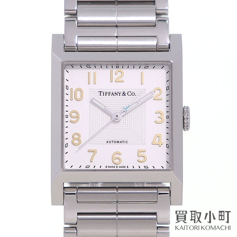 TIFFANY - 【美品】ティファニー 【TIFFANY&Co.】メイカーズ 27mm スクエアウォッチ オートマティック 自動巻き SSブレス メカニカル ホワイト文字盤 メンズ 男性用腕時計 67460677 MAKERS SQUARE WATCH 【Aランク】【中古】