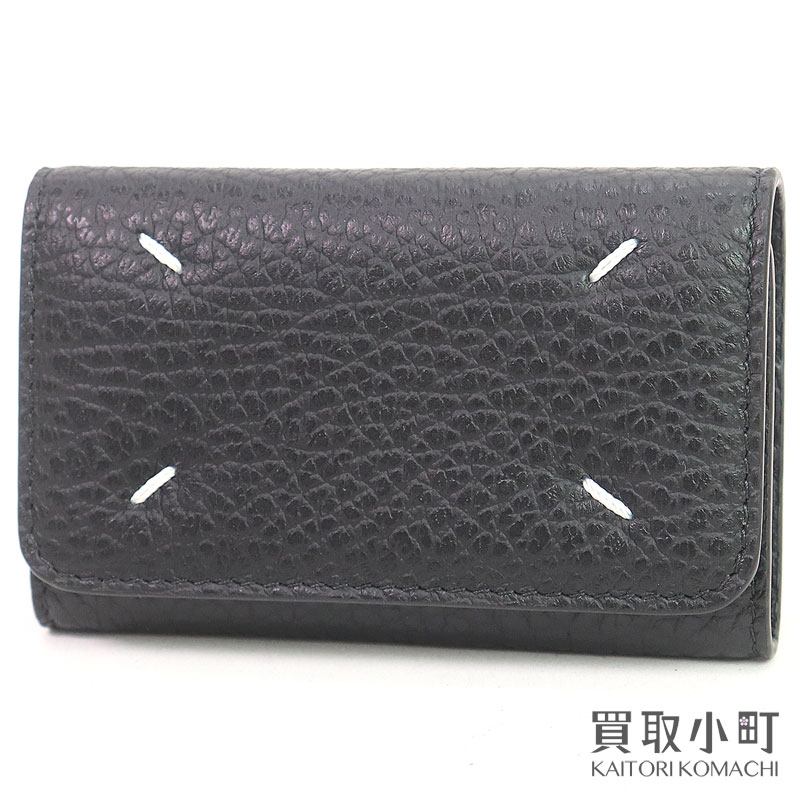 【未使用品】メゾン マルジェラ【Maison Margiela】4ステッチ キーケース ブラック カーフ グレイニーレザー 6連 キーホルダー キーリング付き SA3UA0001 P4455 T8013 FOUR STITCHES KEY CASE【Sランク】【新品同様】