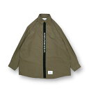 ダブルタップス WTAPS 22AW BD 02 LS CTPL. BROADCLOTH 状態A ブロードクロス シャツ ロゴプリント ボタンダウン オリーブ 222TQDT-SHM03 サイズ3 GF3518