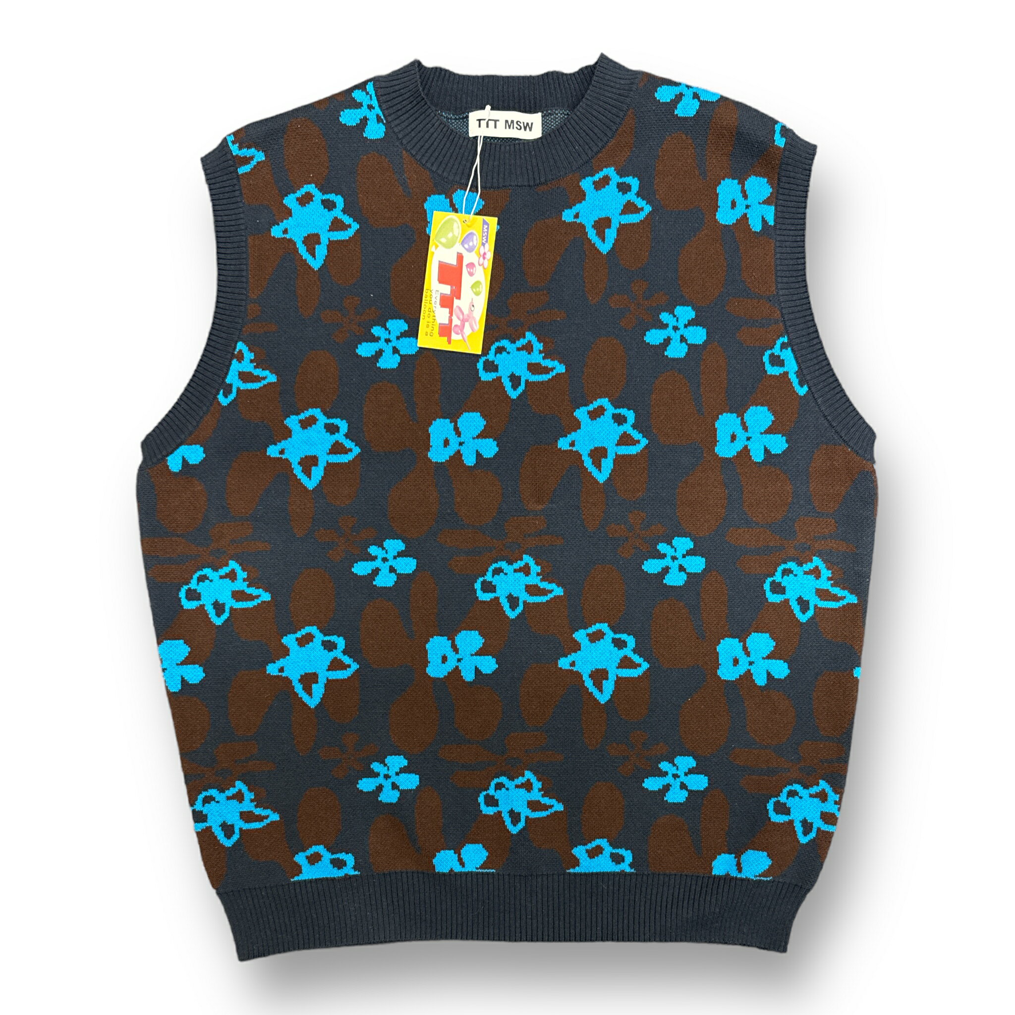 TTT MSW・ティー モダンストリートウェア 23SS Flower Camo Knit Vest 状態SS フラワーカモ ニット ベスト ジレ TTT-2023SS-KT09 カラー ブルー サイズM (66613A5) サイズL (69635A5)