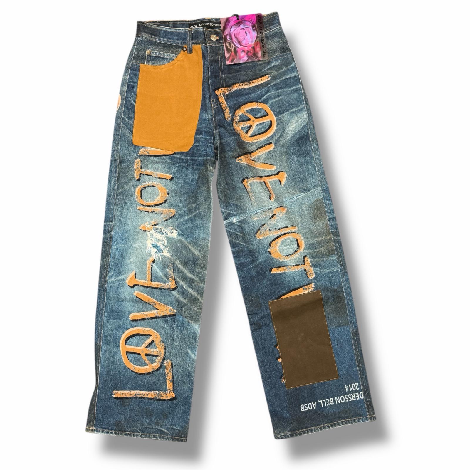 Rakuten - 未使用 ANDERSSON BELL アンダースンベル LOVE PRINTED DENIM 状態SS ラブプリントデニムパンツ ジーンズ サイズ32 インディゴ ユニセックス （5208M）【中古】