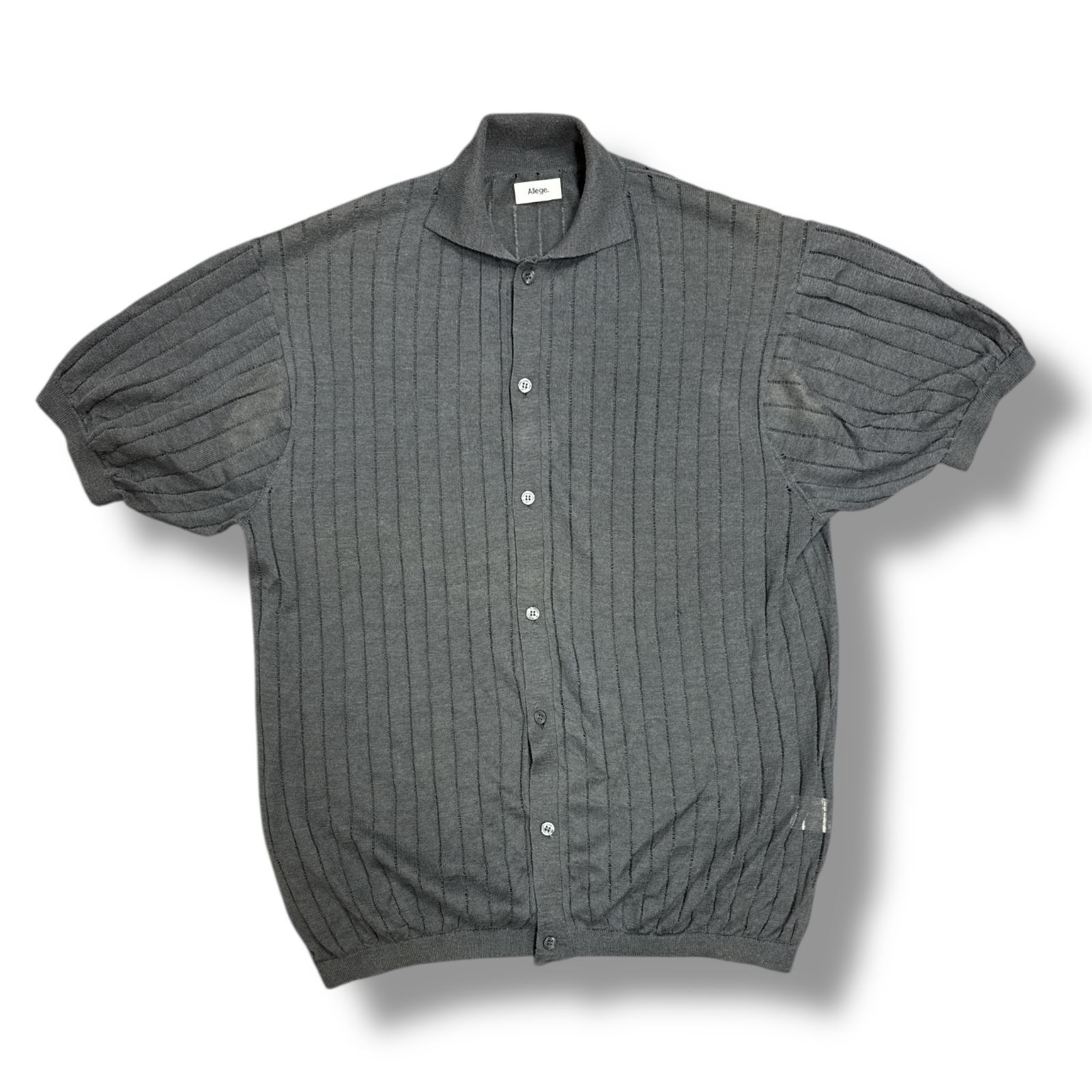 Rakuten - ALLEGE・アレッジ 24SS Linen S/S Knit Shirt 状態A リネン半袖ニットシャツ AL24S-KN02 サイズ4 グレー メンズ （78592A）【中古】