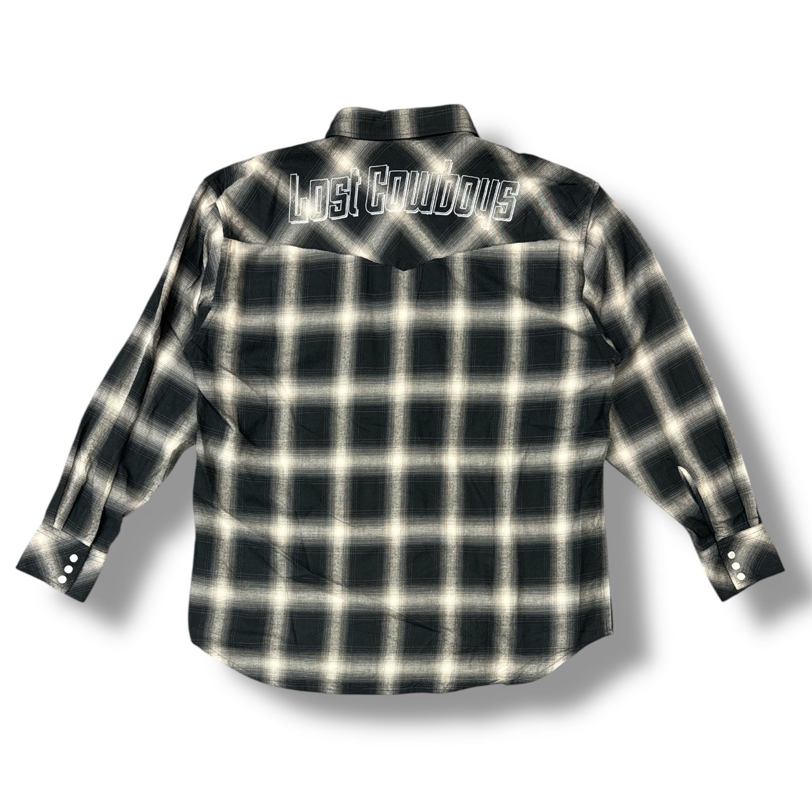 Rakuten - 未使用 LASTMAN ラストマン 25SS OMBRE PLAID WESTERN SHIRTS 状態SS オンブレチェックシャツ ウエスタンシャツ 長袖シャツ 251LM-SH03 サイズL ブラック メンズ （96380A）【中古】