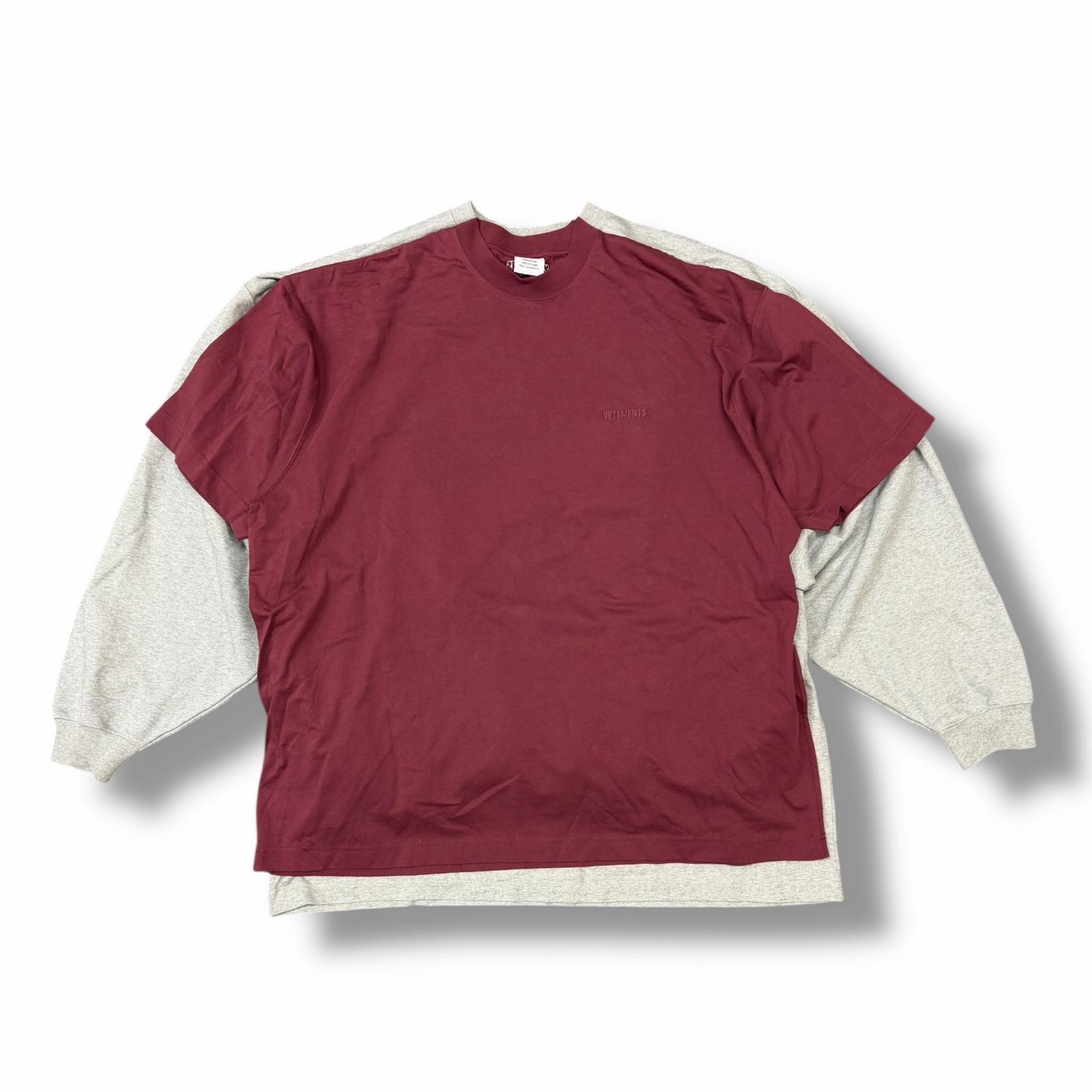 VETEMENTS・ヴェトモン MERGED T-SHIRT SWEATSHIRT 状態A マージドティーシャツスウェットシャツ UA66CW630 サイズL グレー メンズ （10456M）