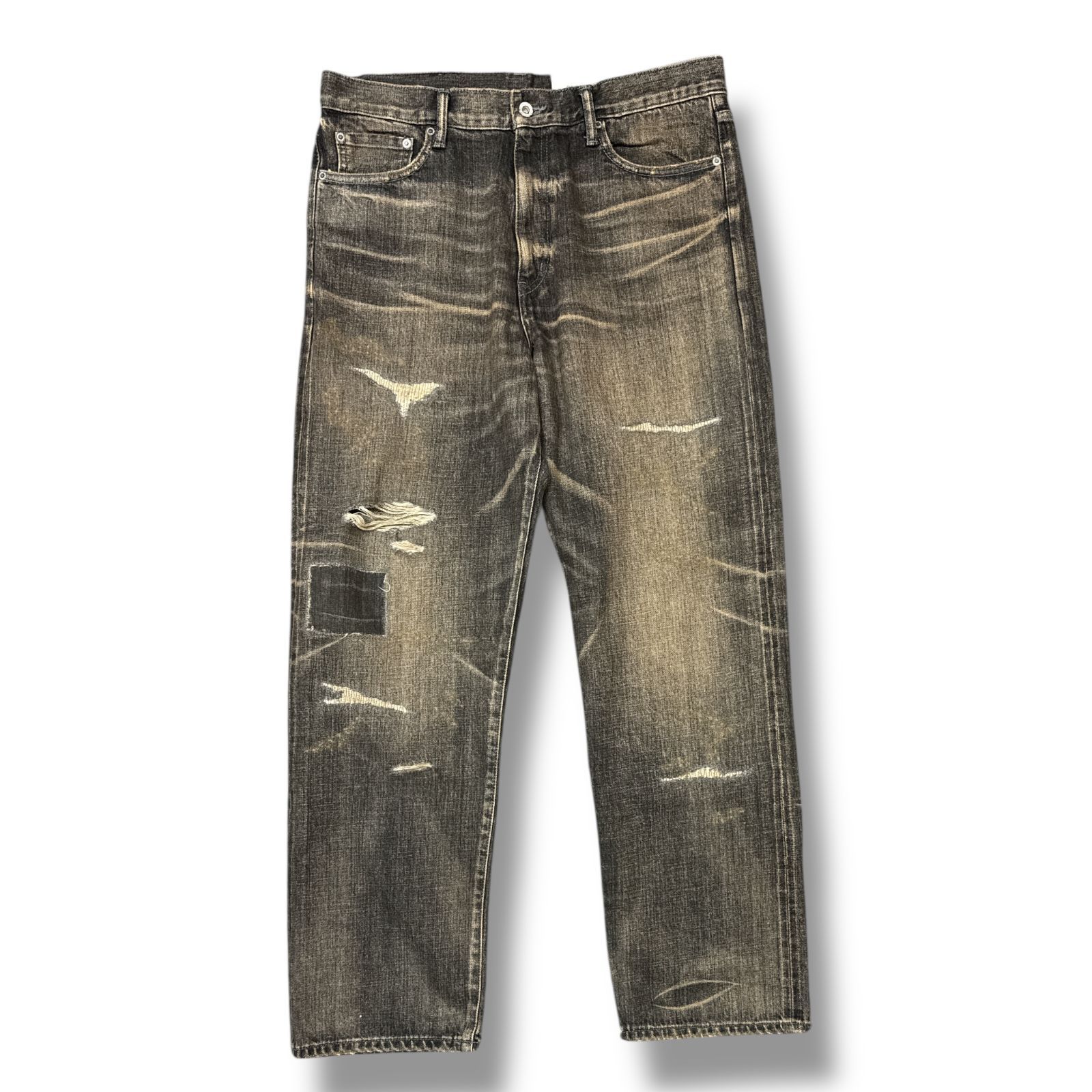 Rakuten - NEIGHBORHOOD・ネイバーフッド 25AW SAVAGE DENIM DP BASIC PANTS 状態A サベージデニム ベーシックパンツ ダメージジーンズ 252XBNH-PTM08 サイズL ブラック メンズ （98410A）【中古】