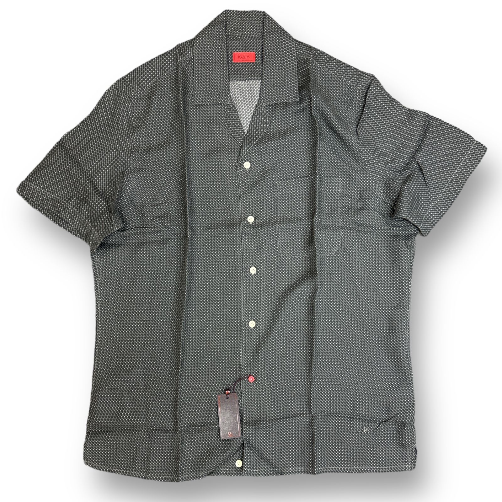 Rakuten - 未使用 ISAIA・イザイア Camp Collar Shirt 状態SS キャンプカラーシャツ 半袖シャツ CAM184 9449F サイズ40 グレー系 メンズ （74525A）【中古】