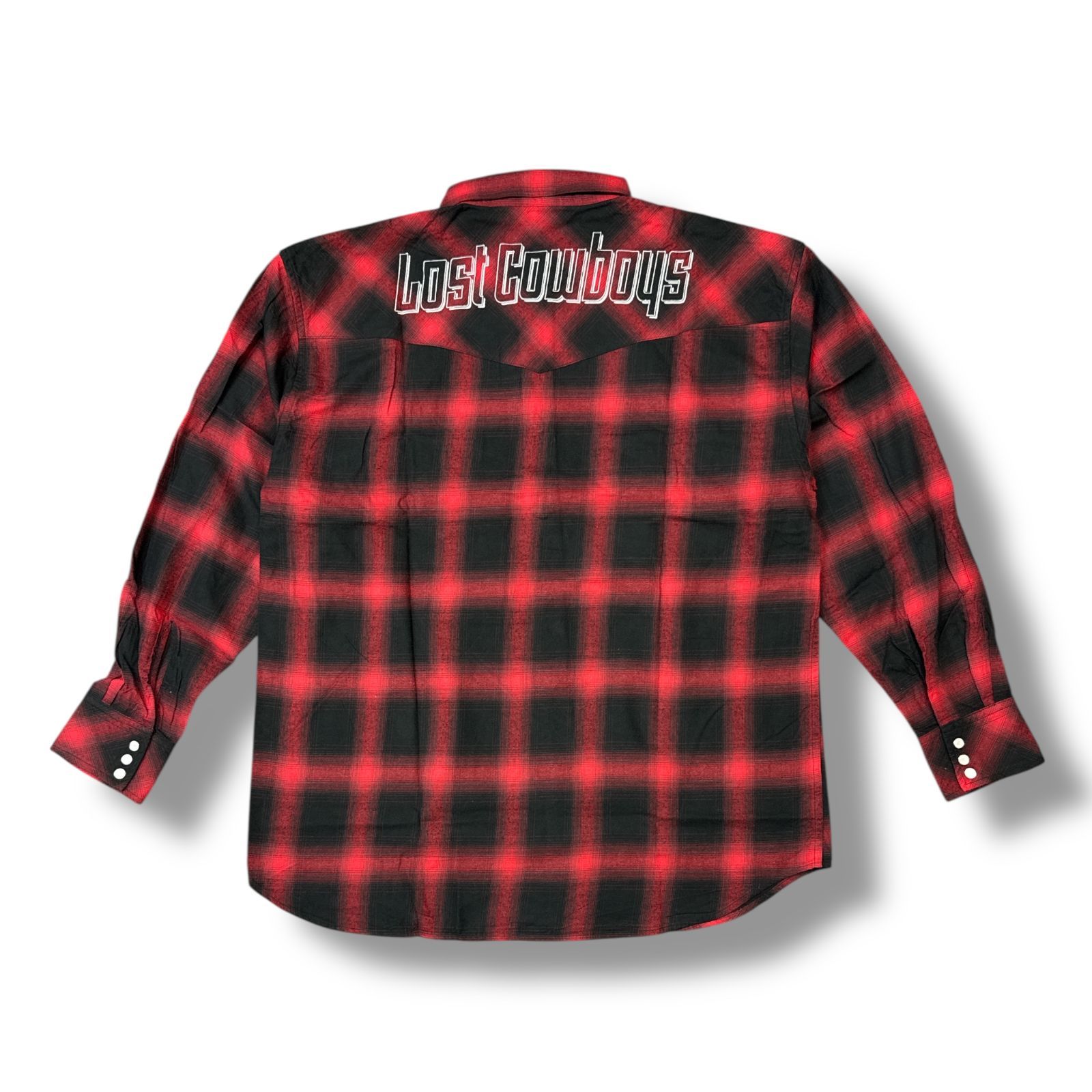 Rakuten - 未使用 LASTMAN ラストマン 25SS OMBRE PLAID WESTERN SHIRTS 状態SS オンブレプレイドウエスタンシャツ 長袖シャツ 251LM-SH03 サイズXL レッド メンズ （96379A）【中古】