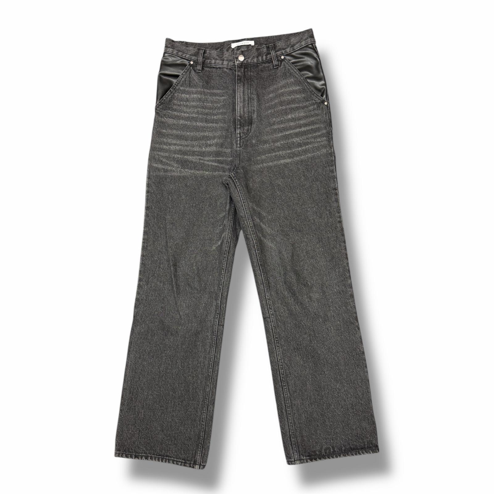 Rakuten - SHERMER・シャーマー Leather Pocket LAX Jeans 状態A レザーポケットジーンズ デニム SHM-24FW-502 サイズ1 ブラック メンズ （11034M）【中古】