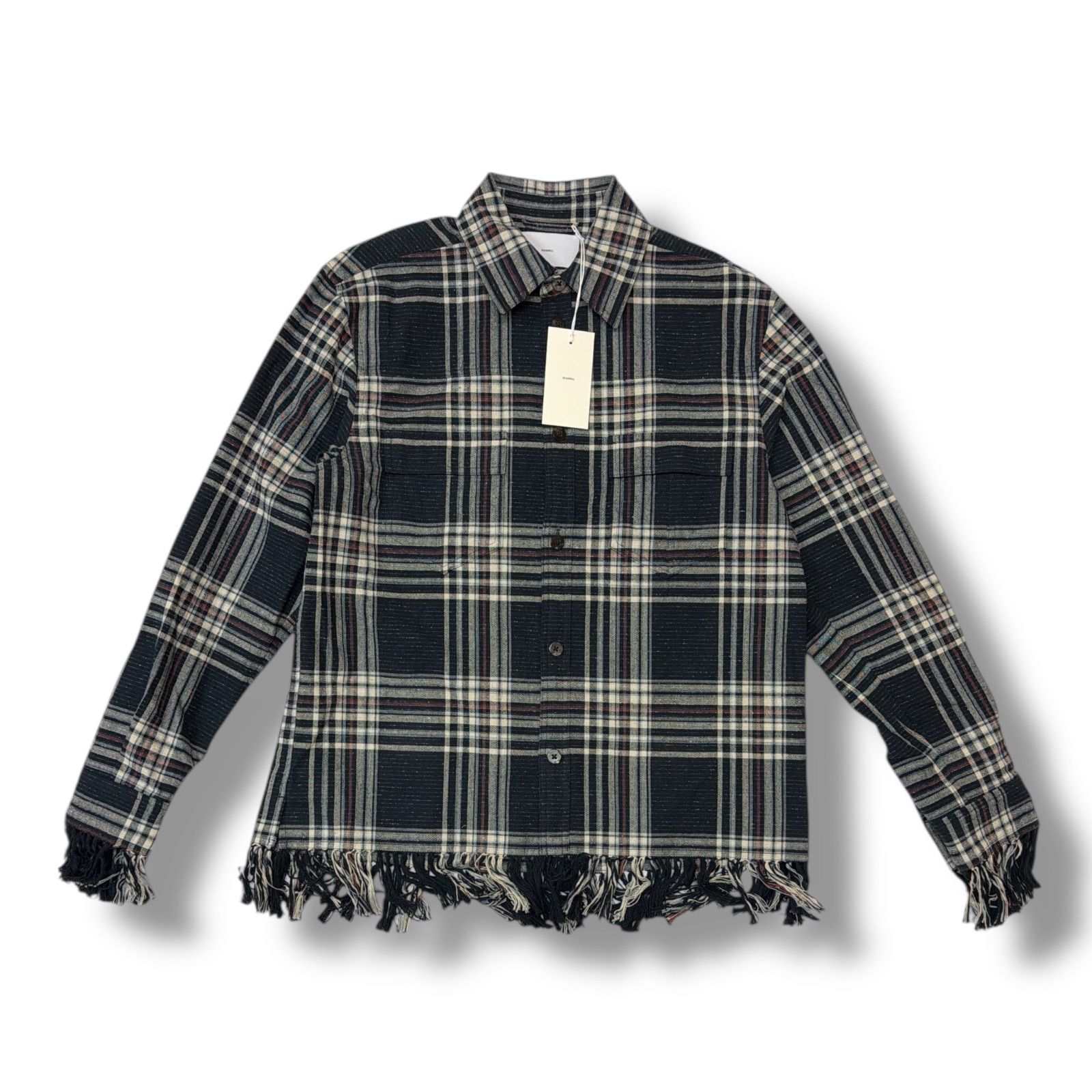 樂天商城 - 未使用 SUGARHILL ・シュガーヒル 24SS JAZZ NEP OMBRE PLAID FRINGE BLOUS 状態SS ジャズネップオンブレチェックフリンジシャツ 2411300505 サイズ2 NAVY NEP メンズ （1674M5）【中古】
