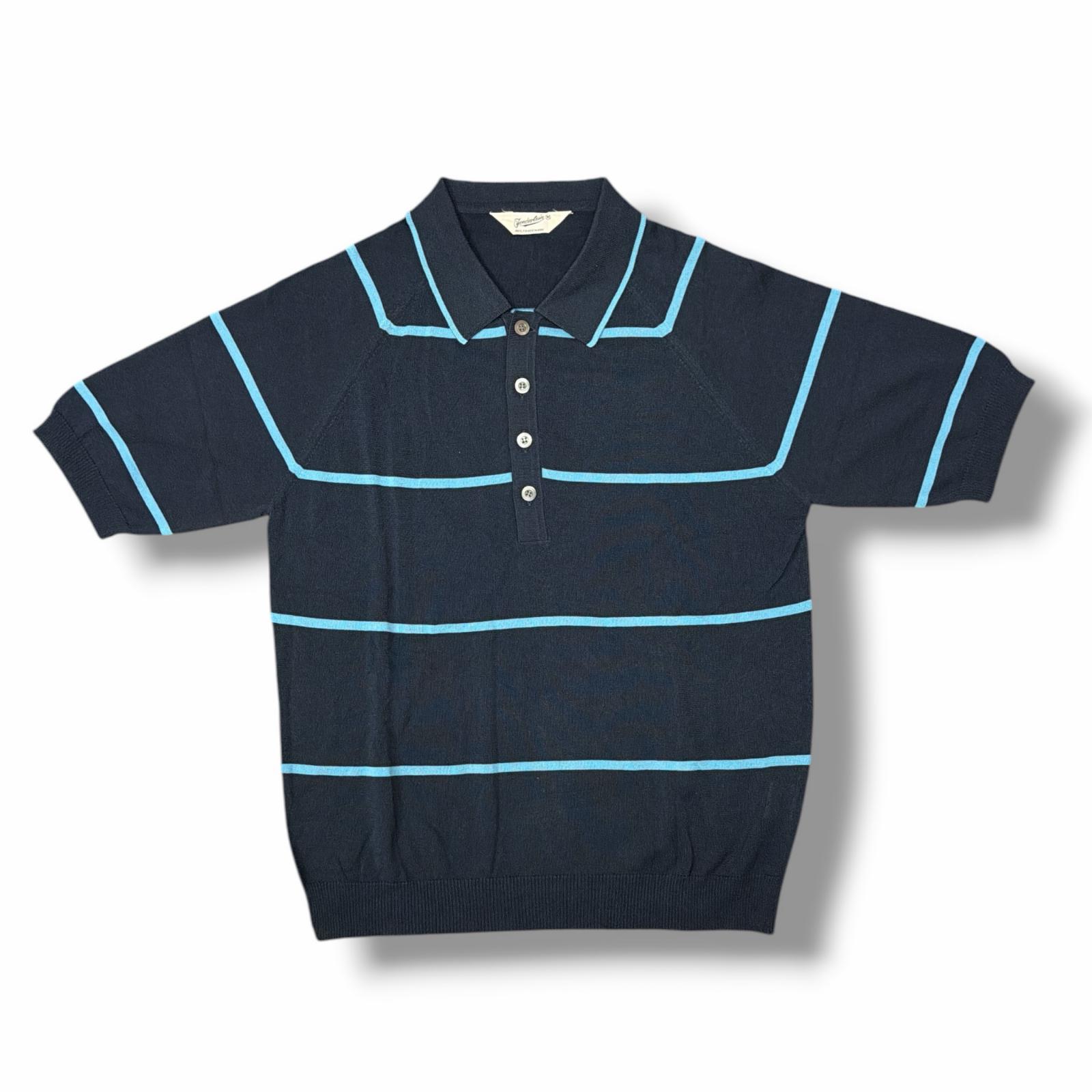 Rakuten - TENDERLOIN・テンダーロイン　 TーPOLY POLO 状態A ボーダーニットポロシャツ 半袖シャツ サイズM ネイビー メンズ （10262M）【中古】