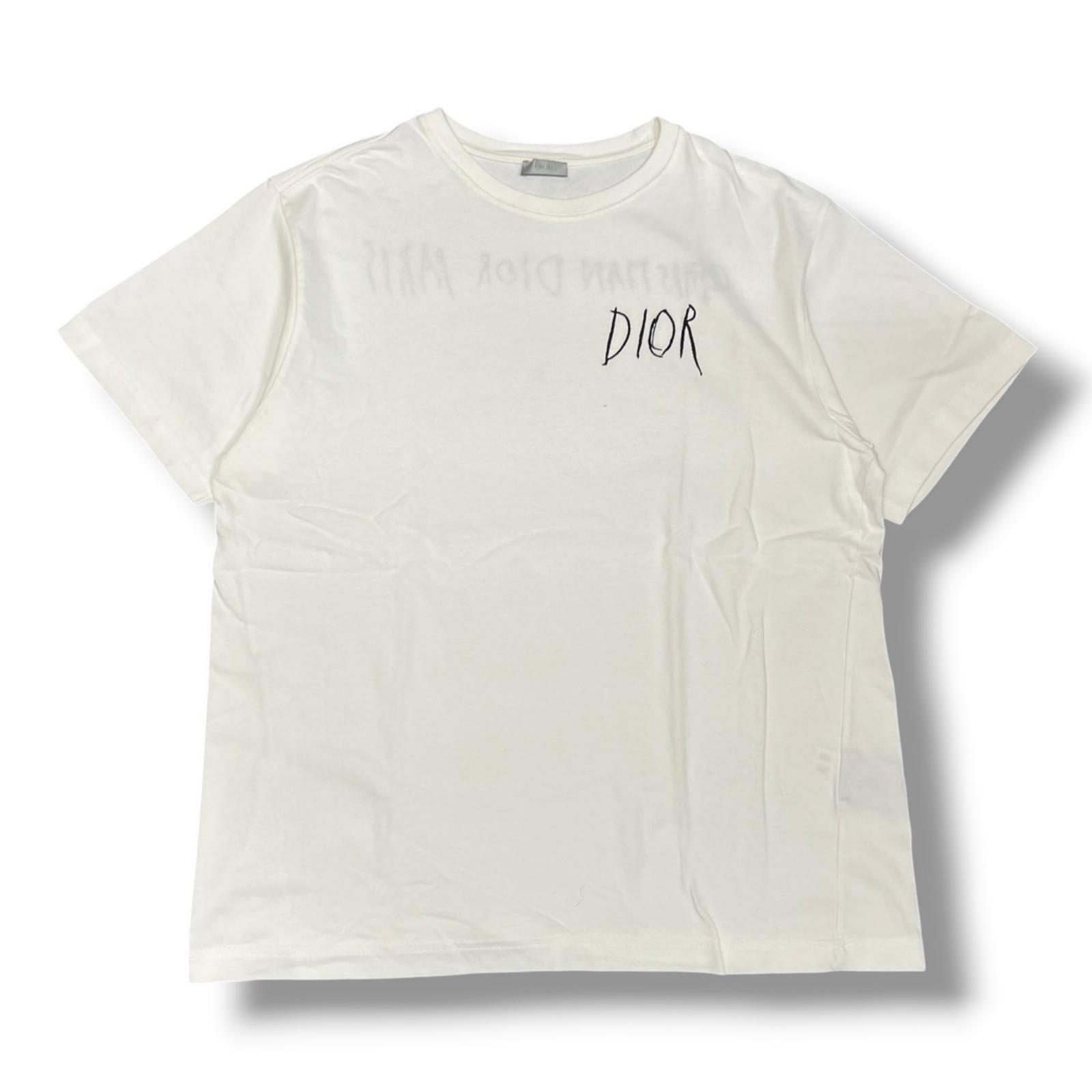 Dior・ディオール × Raymond Pettibon レイモンド・ペティボン 19AW mbroidery Logo T-shirt 状態A 刺繍ロゴTシャツ 半袖カットソー 943J602E0554 サイズXXL ホワイト メンズ （9838M）【中古】