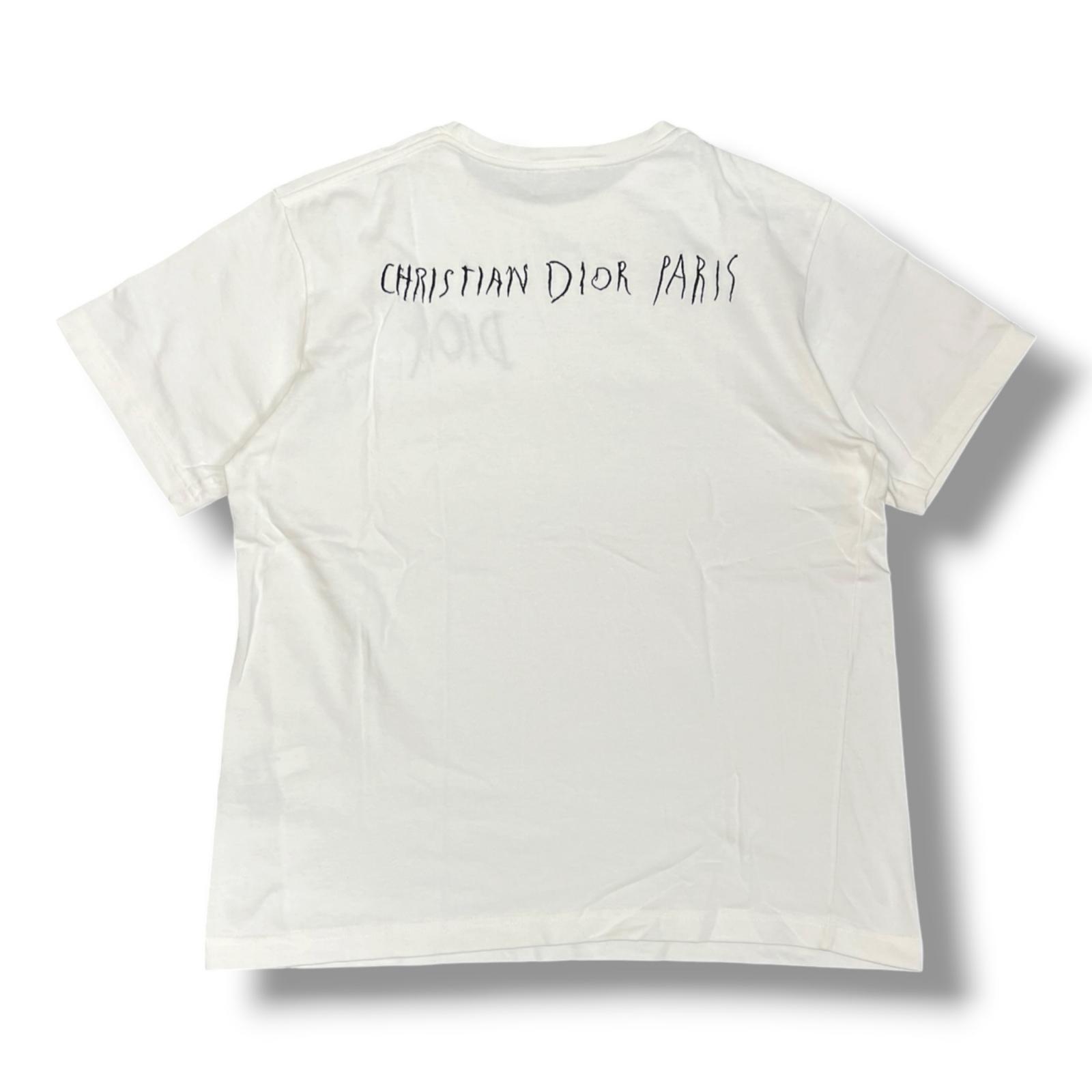Dior・ディオール × Raymond Pettibon レイモンド・ペティボン 19AW mbroidery Logo T-shirt 状態A 刺繍ロゴTシャツ 半袖カットソー 943J602E0554 サイズXXL ホワイト メンズ （9838M）【中古】