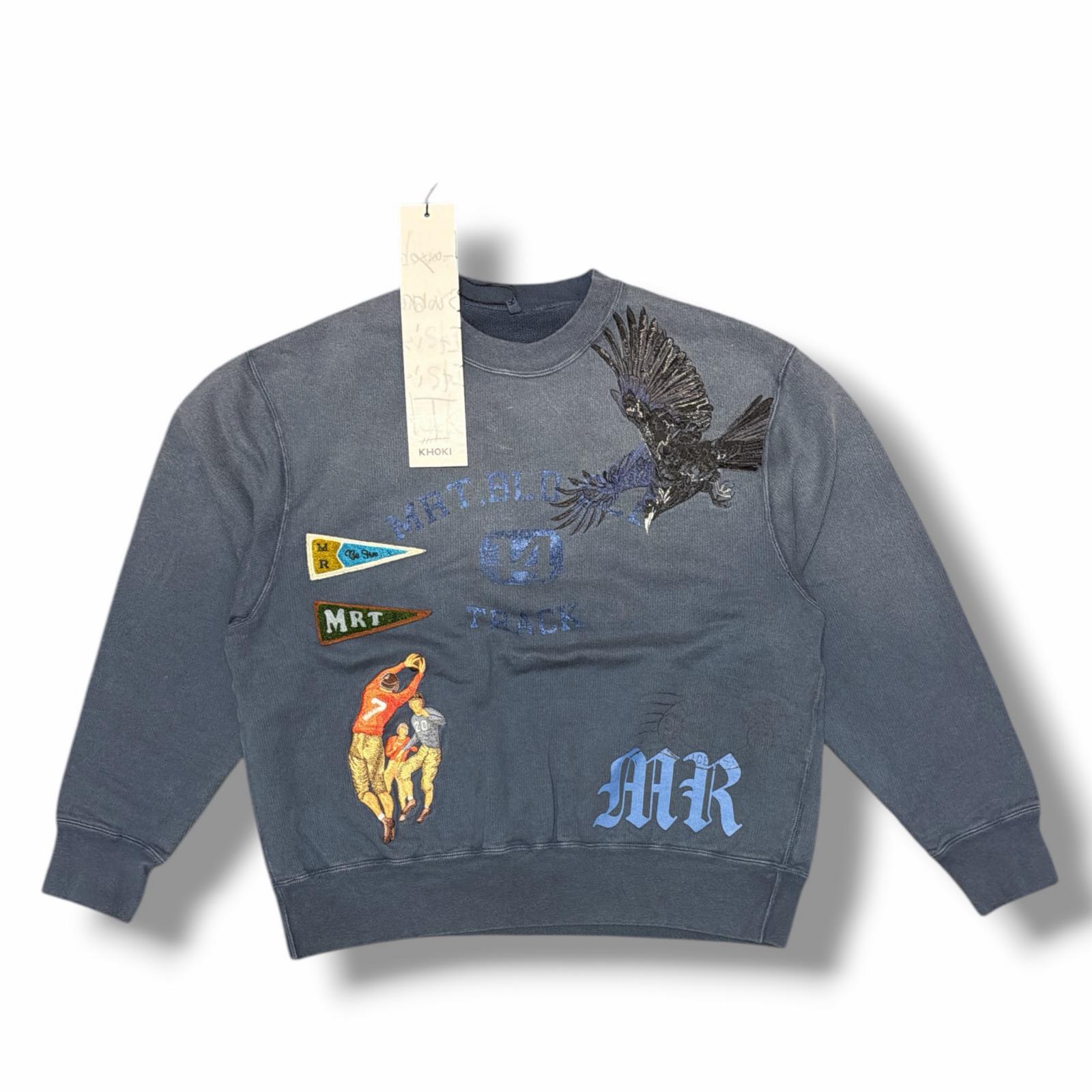 未使用 KHOKI・コッキ 25SS KHOKI Vintage-effect sweatshirt 状態SS ヴィンテージ加工スウェットシャツ トレーナー 25ss-t-01 サイズ1 ネイビー メンズ （15468M）【中古】
