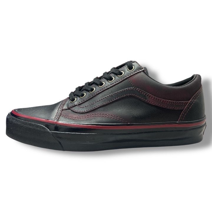 VANS・バンズ LX Old Skool Leather DARK RED 状態A レザー オールドスクール VN000EDAKRK ブラック メンズ （99698A）