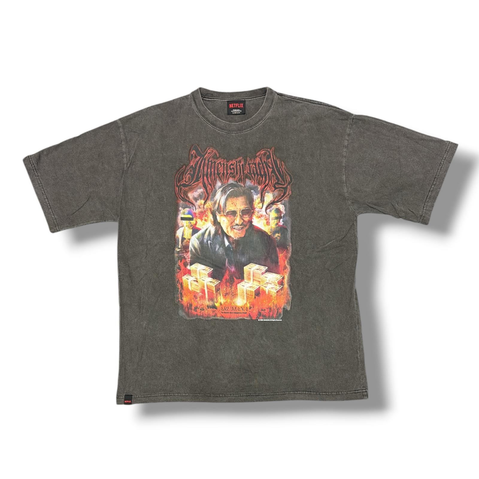 JUN ジュン × NETFLIX ネットフリックス Swindlers Original Graphic S/S Tee 状態A 地面師 Tシャツ 半袖カットソー ハリソン山中 NEM-45210-C サイズXL ブラック系 メンズ （14101M）
