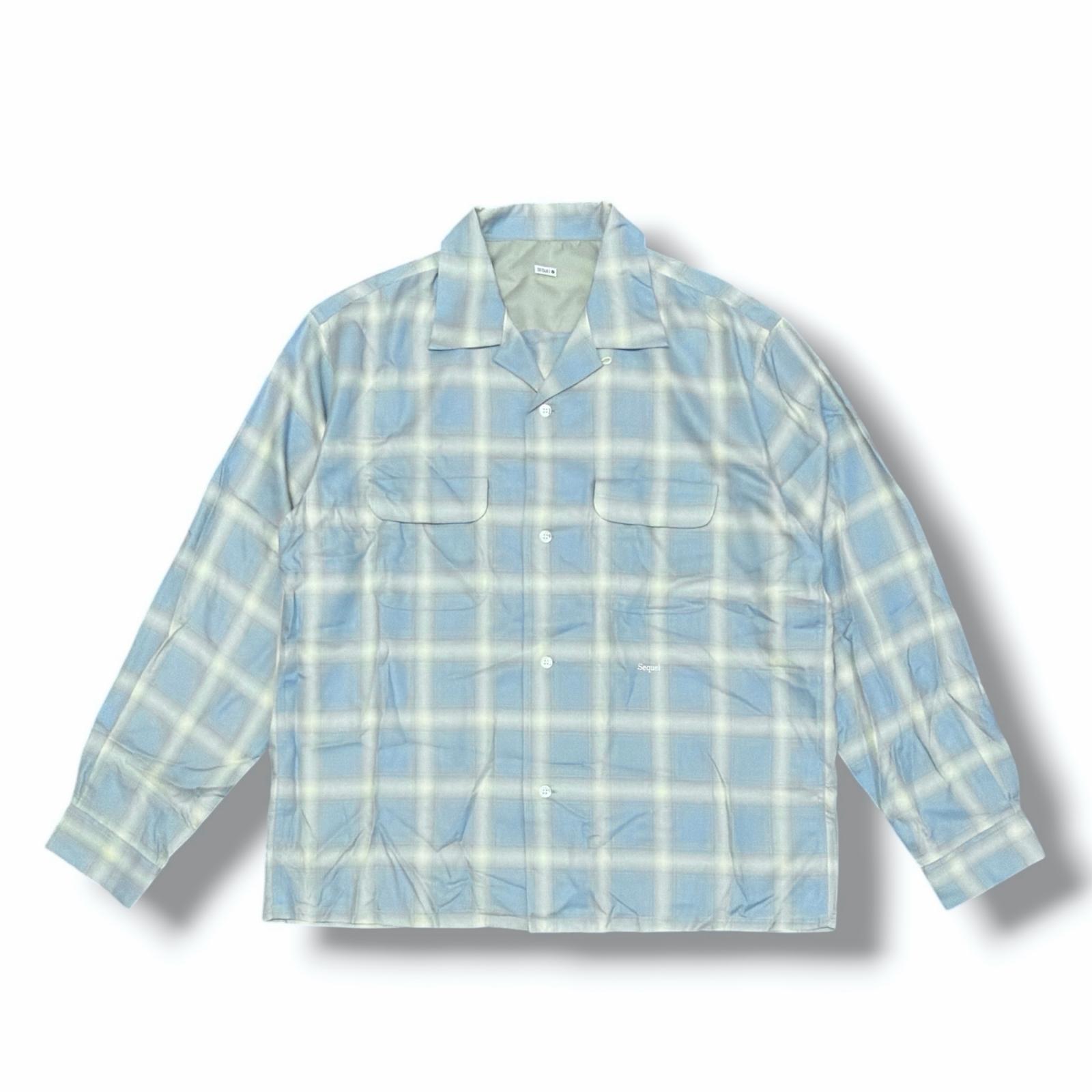 SEQUEL・シークエル 26SS OMBRE CHECK LONG SLEEVE SHIRT 状態A オンブレチェック長袖シャツ SQ-26SS-SH-02 サイズXL ブルー メンズ （18745M）