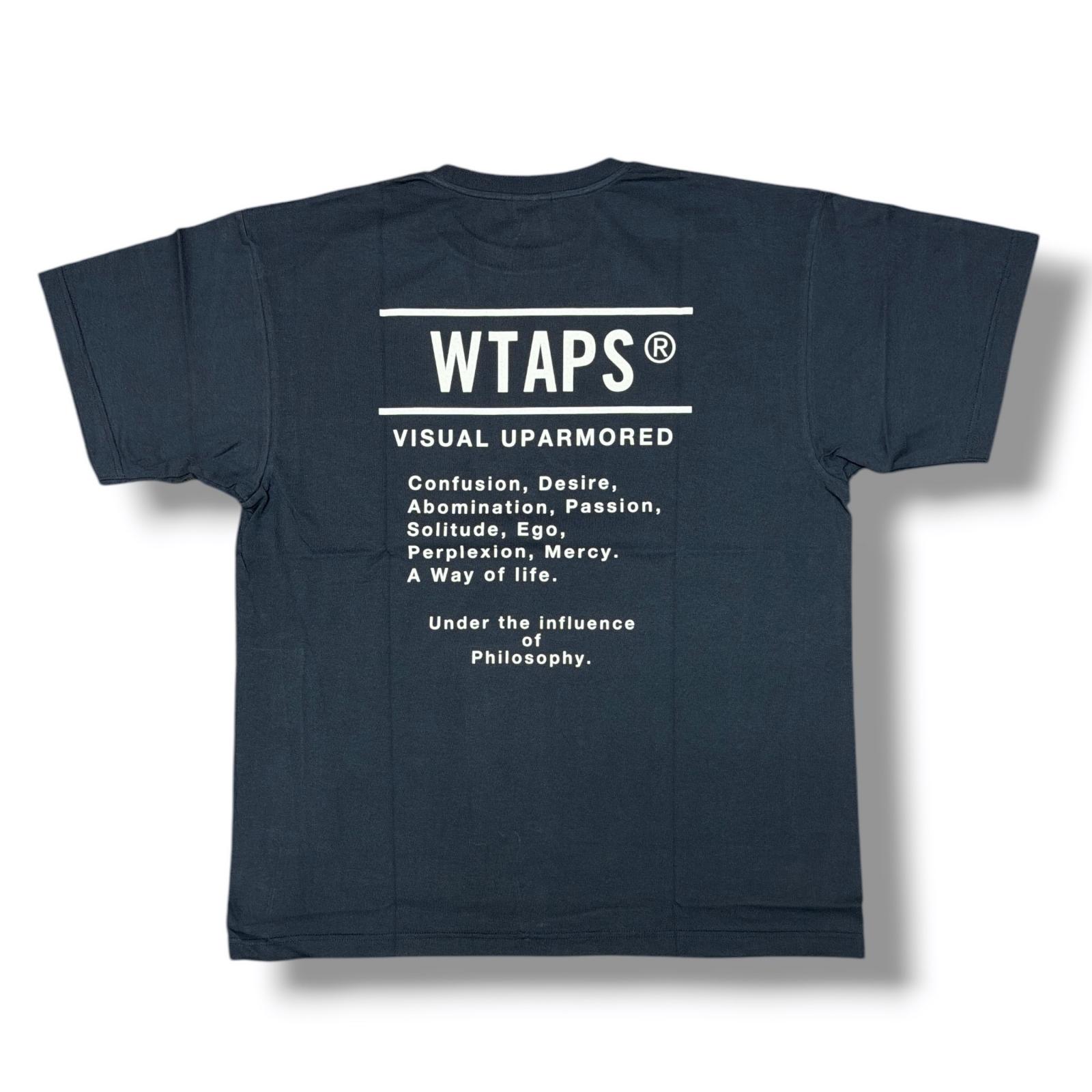 未使用 WTAPS・ダブルタップス 25SS CONTAINING 02 / SS / COTTON 状態SS プリントTシャツ 半袖カットソー 251ATDT-STM10S サイズ2 ネイビー メンズ （3464M）