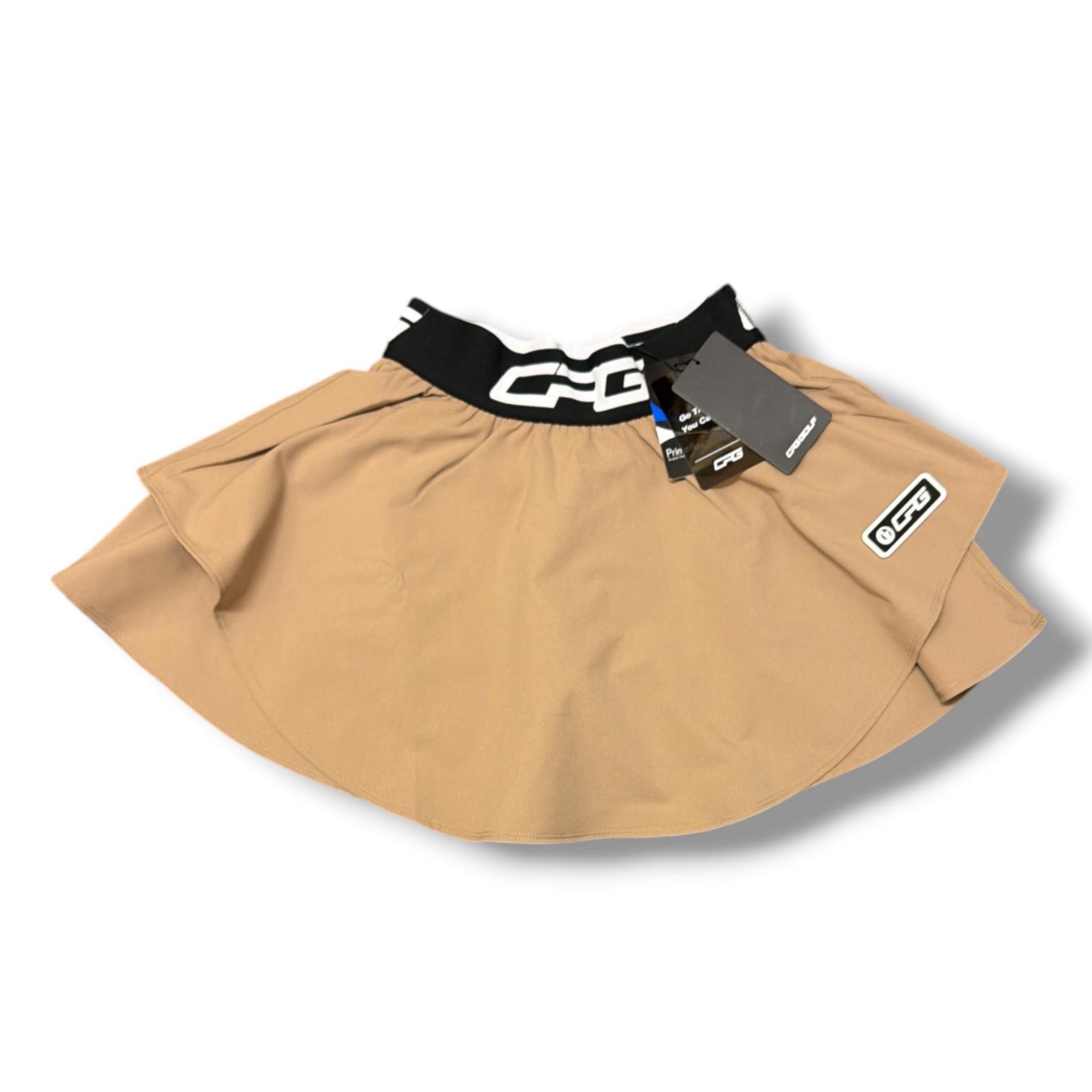 未使用 CPG GOLF シーピージーゴルフ 2Wayレイヤードフレアースカート 状態SS ミニ丈 ランニングスカート 1106-23110 サイズ1 ベージュ レディース （19664M）【中古】