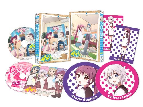 【中古】ゆるゆり♪♪ vol.3 (なもり先生描き下ろし150mmデ缶バッジ×2(綾乃&千歳) &すぺしゃるなさうんどCD(「100%ちゅ~学生」生徒会ver. ほか収録)&ライブイベント『七森中♪ふぇすてぃばる』夜の部先行購入申し込み券付き) (初回限定仕様) [Blu-ray]／太田雅彦