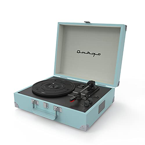 【中古】ONKYO レコードプレーヤー Bluetooth対応/ステレオスピーカー内蔵 ソニックブルー OCP-01(LB)