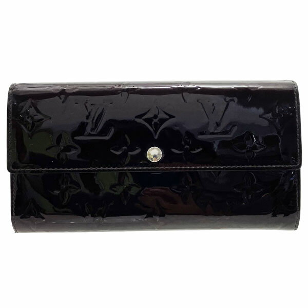 ルイヴィトン 長財布 モノグラム ヴェルニ ポルト フォイユ サラ パテントレザー アマラント M93524 LOUIS VUITTON エナメル レザー 二つ折り長財布 ファスナー長財布 ロングウォレット ウォレット 財布 サイフ 【中古】