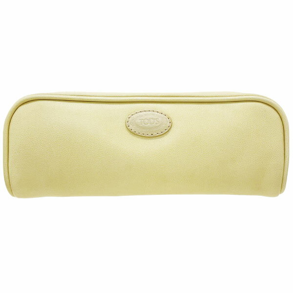 トッズ ポーチ ロゴ ラージポーチ レザー 革 ライトイエロー系 薄黄色 TOD'S マルチポーチ 化粧ポーチ ..