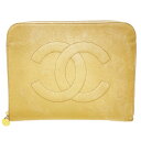 シャネル ポーチ ココマーク マルチポーチ キャビアスキン レザー 革 ベージュ CHANEL CC バッグインバッグ 小物入れ ブランド小物 【中古】