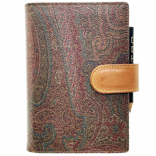 エトロ 手帳カバー ペイズリー アジェンダ PVC レザー 革 マルチカラー ブラウン系 茶色 ETRO システム手帳カバー ダイアリー アドレス帳 メモ帳 6...