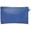 ロンシャン ポーチ ロゴ マルチポーチ レザー 革 ブルー 青 LONGCHAMP フラットポーチ 化粧ポーチ コスメポーチ コスメティックポーチ コスメケース...