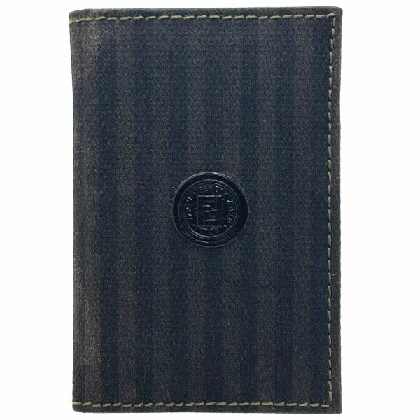 フェンディ アドレス帳 ヴィンテージ ミニアドレス帳 キャンバス ブラック系 黒 カーキ系 FENDI FF オールド ミニ手帳 ミニアジェンダ 住所録 ブラン...