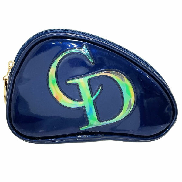 クリスチャン ディオール パフューム ポーチ CDロゴ コスメポーチ エナメル ネイビー系 紺 Christian Dior Parfums サドル型 ミニポーチ 化粧ポーチ マルチポーチ トイレタリーポーチ トイレタリーケース 小物入れ ブランド小物 C.Dior 【中古】(4)