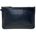 シャネル ポーチ ココマーク マルチポーチ レザー 革 ブラック 黒 CHANEL CC フラットポーチ 小物入れ ブランド小物 【中古】
