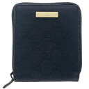 グッチ 財布 ロゴプレート ラウンドファスナー財布 GGキャンバス レザー 革 ブラック 黒 035 2888 GUCCI GG ジップウォレット 二つ折り財布...