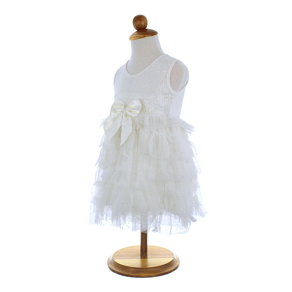 トドラー用 2〜4歳 ガールズ ワンピース ドレス SK-875 シークイン ホワイト POPATU ポパチュ